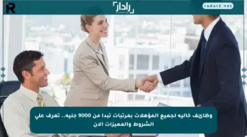 وظائف خالية لجميع المؤهلات بمرتبات تبدأ من 9000 جنيه.. تعرف على الشروط والمميزات الآن